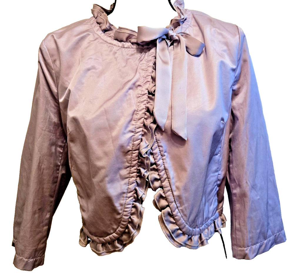 Elle Gray Satin capelet jacket formal Fully Lined M